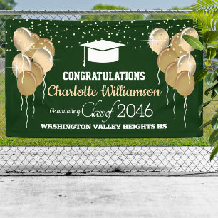 Glittery Green and Gold Congratulations Graduate  Banner