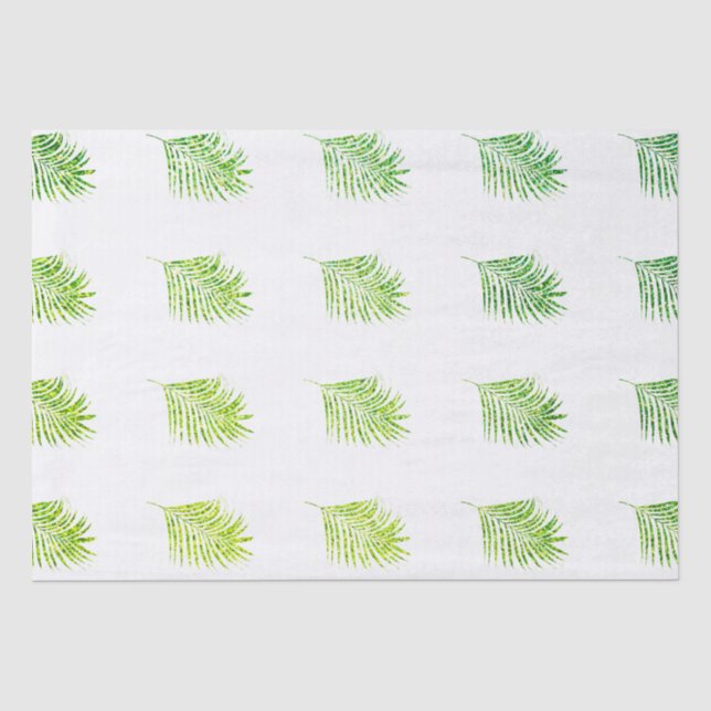 Glittery Green Palms Tropical Wedding Celebrations Tissue Paper (Front)