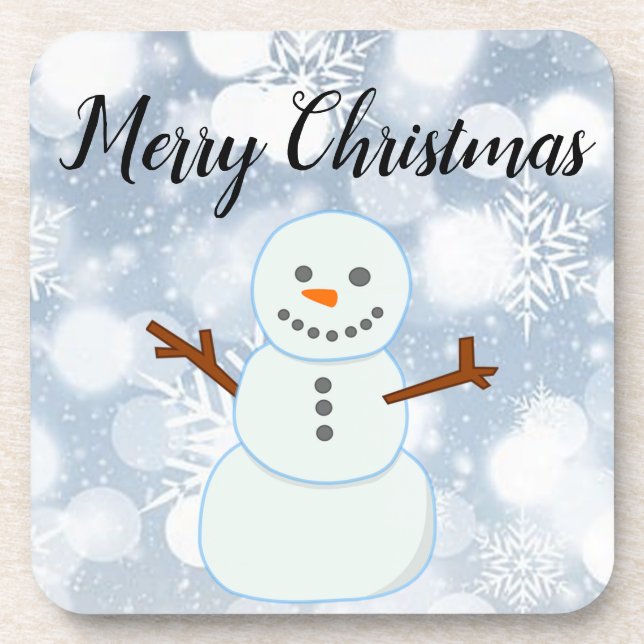 Glittery Grey Background With Snowflakes and Snow Coaster (Front)