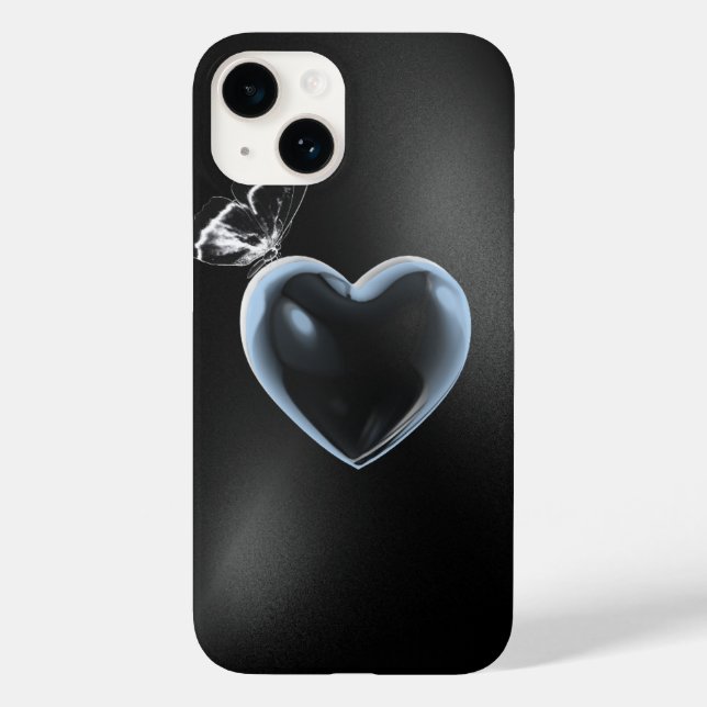 Glittery Heart & Butterfly Phone Case – Sparkly Cl (Back)
