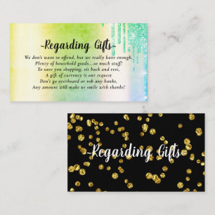 Glittery Honeymoon Fund bridal shower wedding Encl Enclosure Card