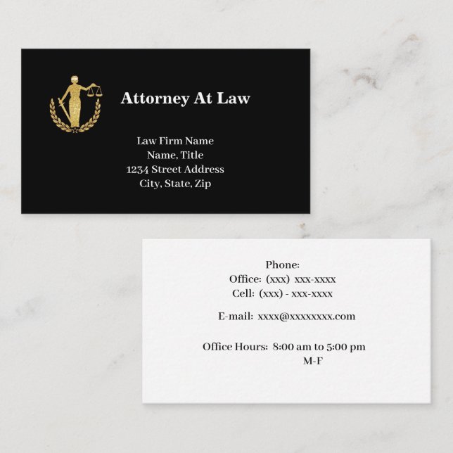 Glittery Lady Justice Lawyer Business Cards (Front/Back)