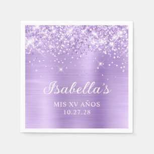 Glittery Lavender Foil Mis XV Años Napkin
