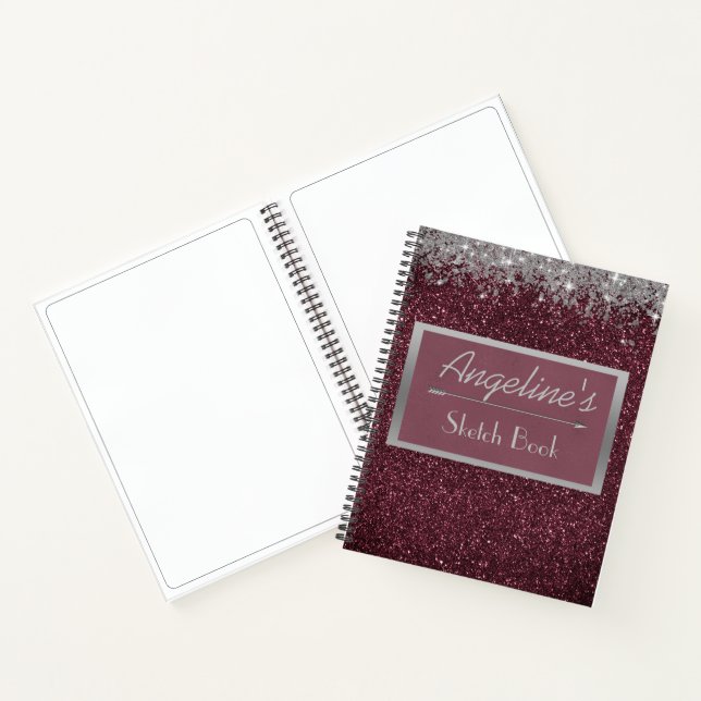 Glittery Lavender Silver Sketch Book (Inside)