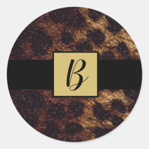 Glittery Leopard Cheetah Animal Print Wild Safari Classic Round Sticker