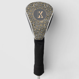 Glittery Leopard Print on Glossy Grey Monogram Golf Head Cover