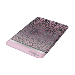 Glittery Leopard Print on Hot Pink  Bath Mat