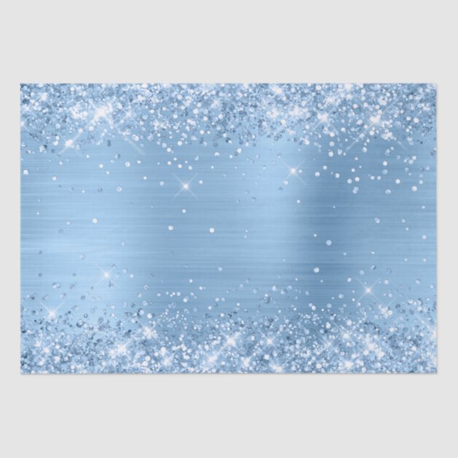 Glittery Light Baby Blue Ombre Foil Tissue Paper (Front)