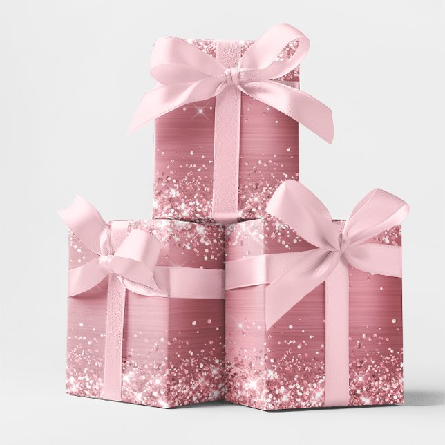 Glittery Light Baby Pink Ombre Foil Wrapping Paper Sheet (Glittery Light Baby Pink Ombre Foil Wrapping Paper Sheets)