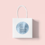 Glittery Light Blue Foil Sweet 16 Classic Round Sticker<br><div class="desc">Create your own Sweet 16 circle sticker for your daughter. 
You can customize the "Sweet 16" calligraphy wording or font style.
The digital art background features a faux light blue glitter and satin ombre foil.
Girly 16th birthday favour stickers or envelope seals for her special day.</div>