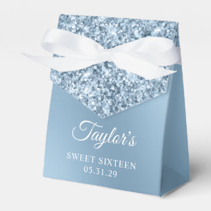 Glittery Light Blue Ombre Glam Sweet Sixteen Favor Box
