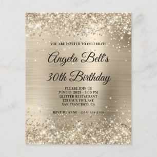 Glittery Light Gold Foil Glam 30th Birthday Flyer