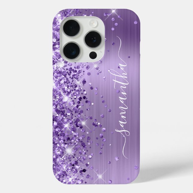 Glittery Light Purple Glam Girly Signature Case-Mate iPhone Case (Back)