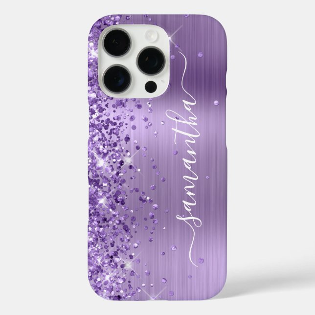 Glittery Light Purple Glam Girly Signature Case-Mate iPhone Case (Back)