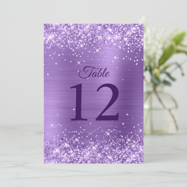 Glittery Light Purple Table Number 5x7 Card (Standing Front)