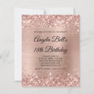 Glittery Light Rose Gold 18th Birthday Invite