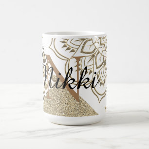 Glittery Lotus Leopard Monogram Personalized Magic Mug