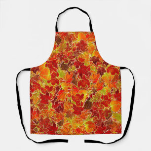 Glittery Maple Leaves in the Fall/Autumn Apron