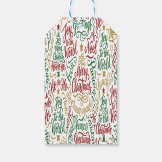 Glittery Merry Christmas and Joy Typography Gift Tags