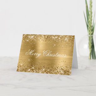 Glittery Metallic Gold Family Photo Card