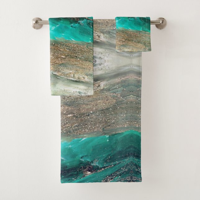 Glittery Modern Artsy Abstract  Bath Towel Set (Insitu)