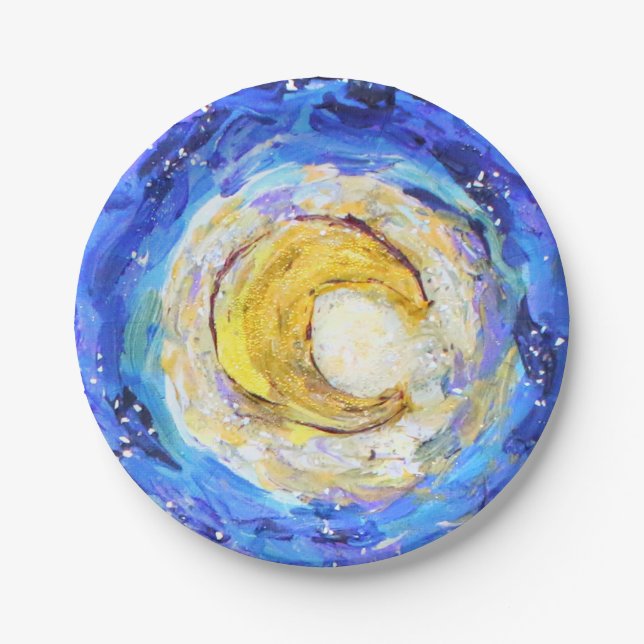 Glittery Moon Paper Plates (Front)