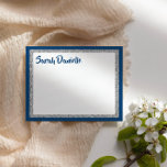 Glittery Navy Blue and Silver Thank You Flat Card<br><div class="desc">This trendy flat card features bold lettering on the front with a layered look in silver glitter and white,  and a solid coloured background. Add your text using the template form. Change the font,  layout and colours using the Customize feature.</div>