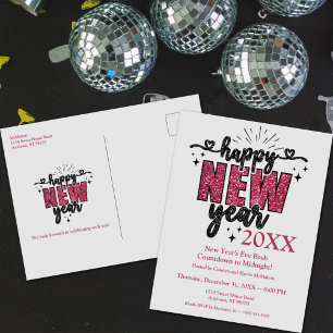 Glittery New Year’s Eve Party Postcard
