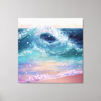 Glittery Ocean Waves Canvas Print