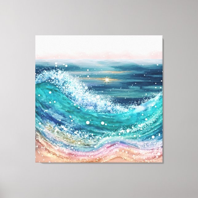 Glittery Ocean Waves Canvas Print (Front)