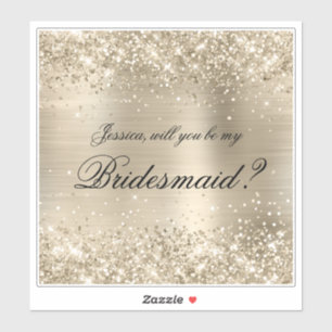 Glittery Pale Gold Bridesmaid Proposal Gift Box