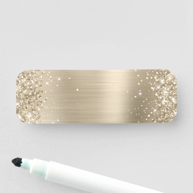 Glittery Pale Gold Foil Blank Name Tag (In Situ)