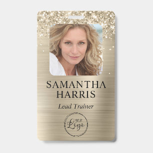 Glittery Pale Gold Foil Logo and Photo Badge