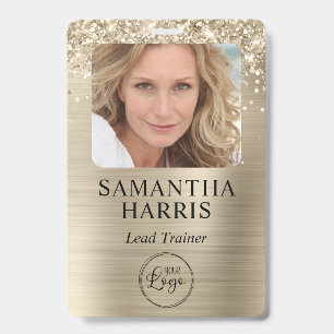 Glittery Pale Gold Foil Logo and Photo Badge