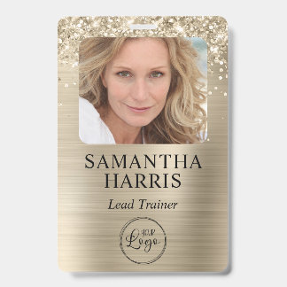 Glittery Pale Gold Foil Logo and Photo Badge