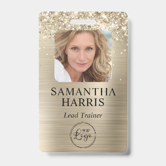 Glittery Pale Gold Foil Logo and Photo Badge