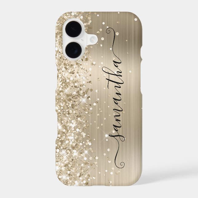 Glittery Pale Gold Foil Modern Girly Signature (Verso)