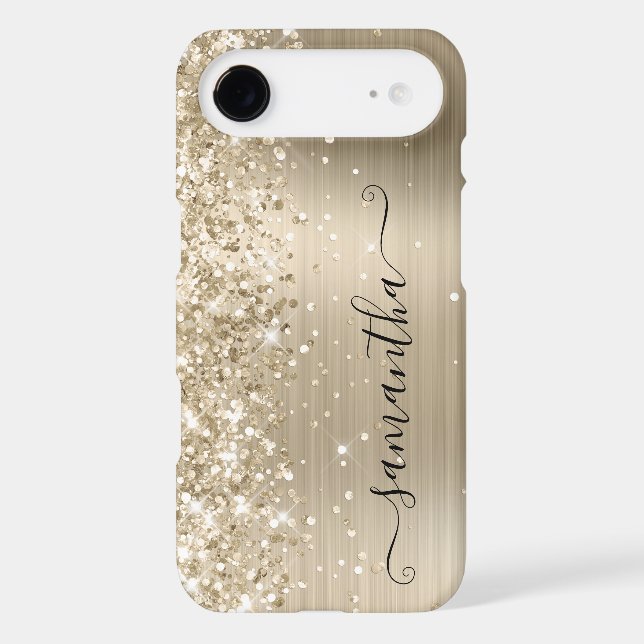 Glittery Pale Gold Foil Modern Girly Signature (Verso)