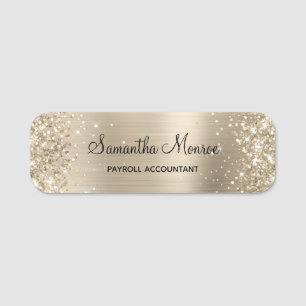 Glittery Pale Gold Foil Name Tag