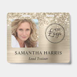 Glittery Pale Gold Foil Photo and Logo Badge