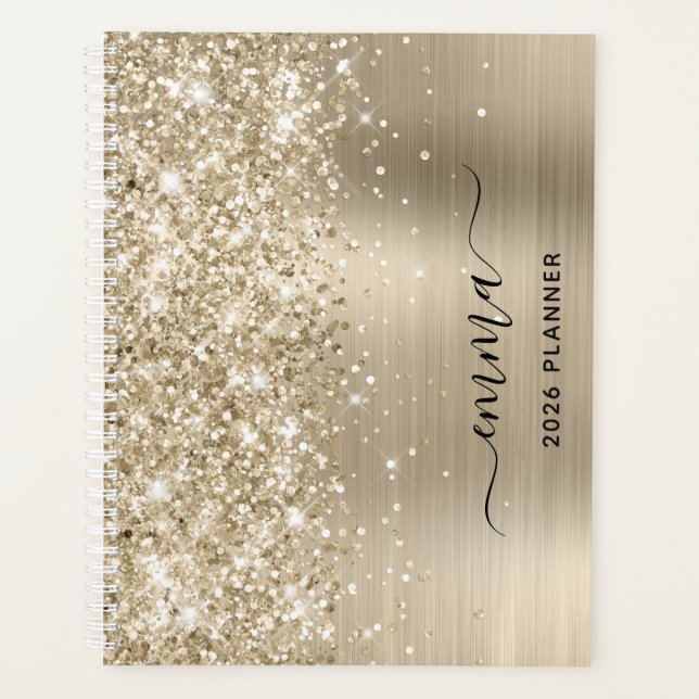 Glittery Pale Gold Foil Swash Signature (Devant)
