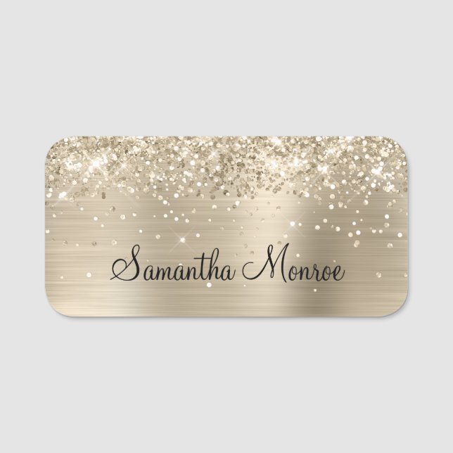 Glittery Pale Gold Metallic Name Tag (Front)