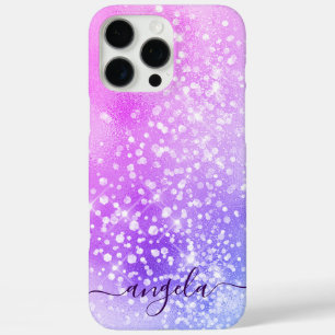 Glittery Pale Pink Ombre Glam Signature iPhone 16 Pro Max Case