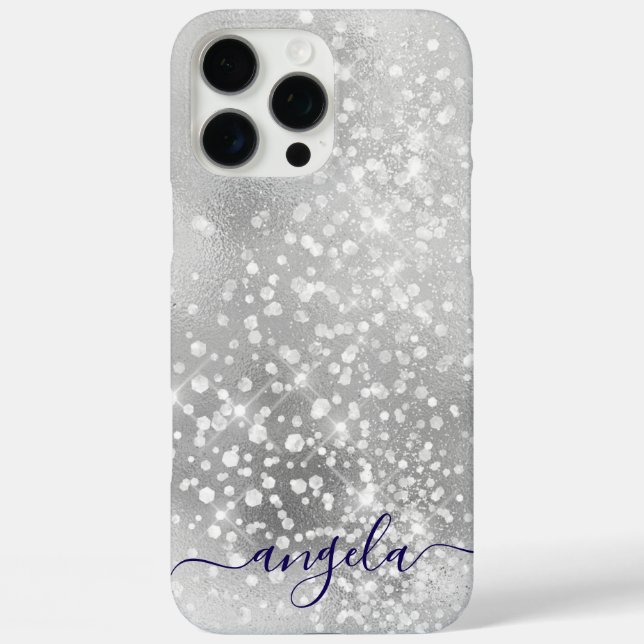 Glittery Pale Silver Glam Signature Case-Mate iPhone Case (Back)