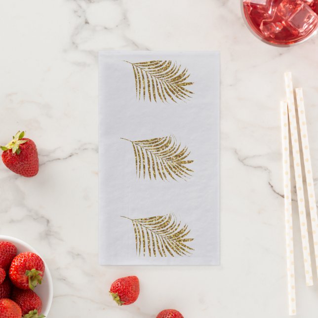 Glittery Palms Tropical Gold Silver Weddings Cool Napkin (Insitu)