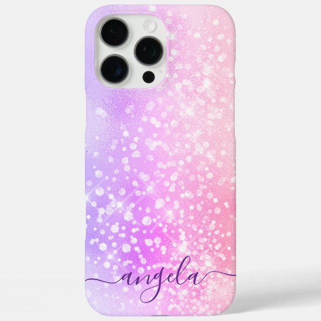 Glittery Pastel Pink Ombre Glam Signature Case-Mate iPhone Case (Back)