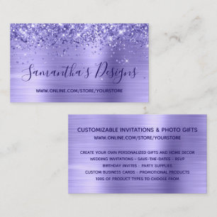 Glittery Periwinkle Foil Online Store Business Card