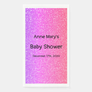 Glittery Pink Baby Shower Girls Cute Ombre Custom Napkin