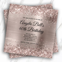Glittery Pink Champagne Faux Foil 40th Birthday