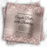 Glittery Pink Champagne Faux Foil 60th Birthday